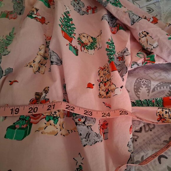 Printfresh Pink Christmas Dog Organic Cotton Vintage Style Holiday Lounge Robe - Picture 6 of 7